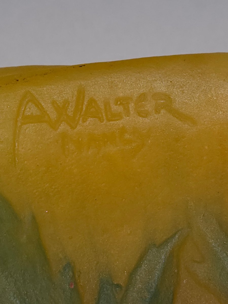 Vide poche art nouveau en pate de verre A.Walter Nancy -photo-1