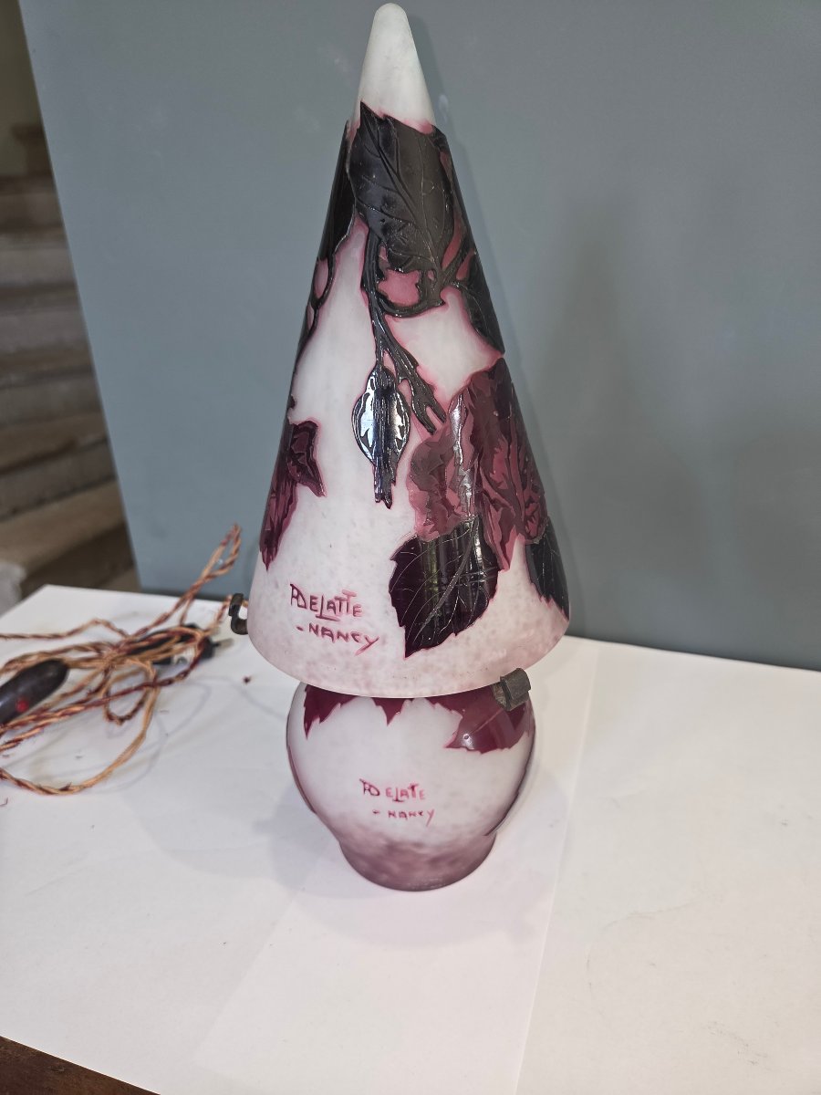 André Delatte's "nancy" Mushroom Lamp With Roses-photo-2