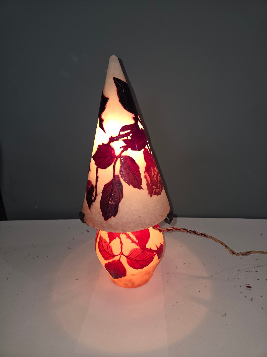 André Delatte's "nancy" Mushroom Lamp With Roses