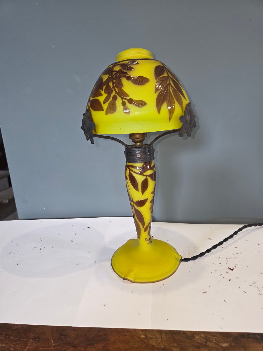 Glass Paste Lamp With A Floral Design, Signed André Delatte Nancy, From The 1930s-photo-2