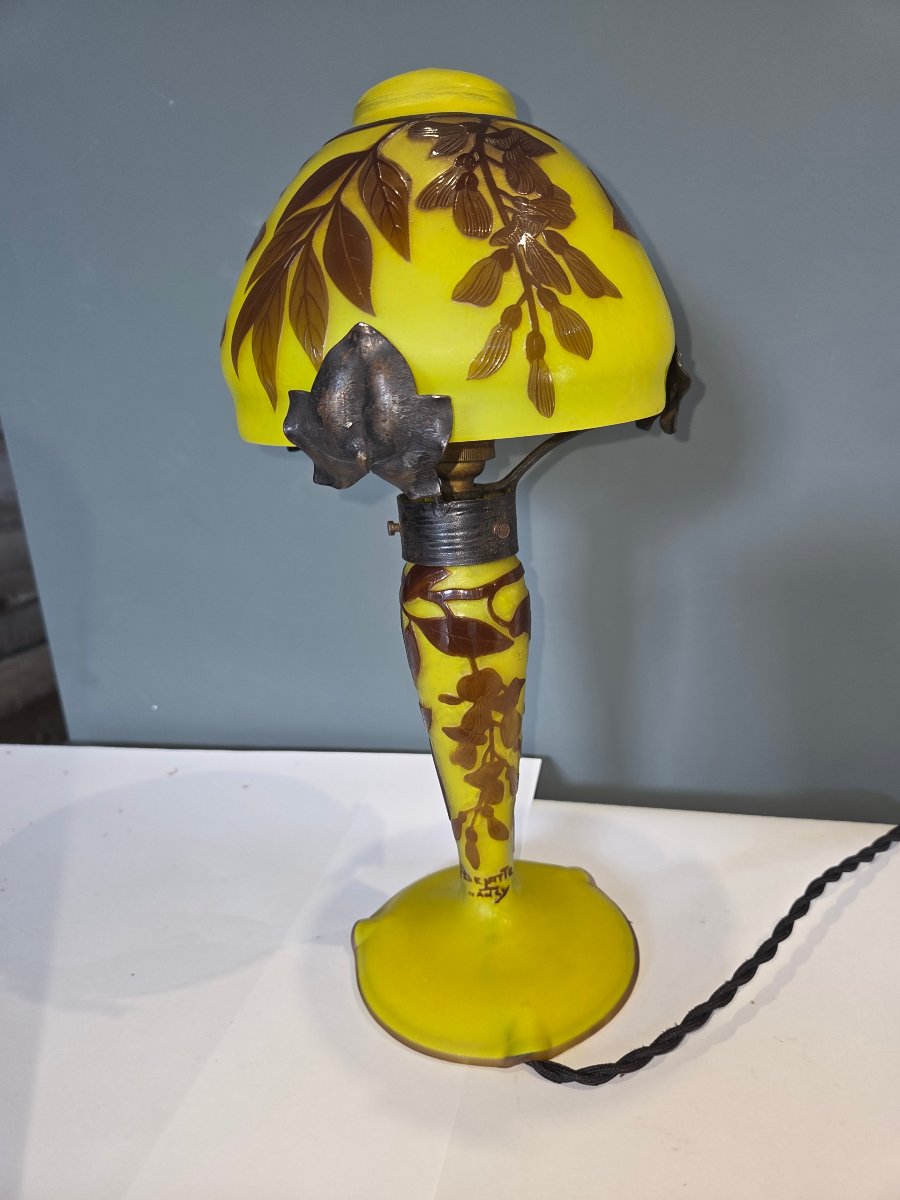 Glass Paste Lamp With A Floral Design, Signed André Delatte Nancy, From The 1930s-photo-4