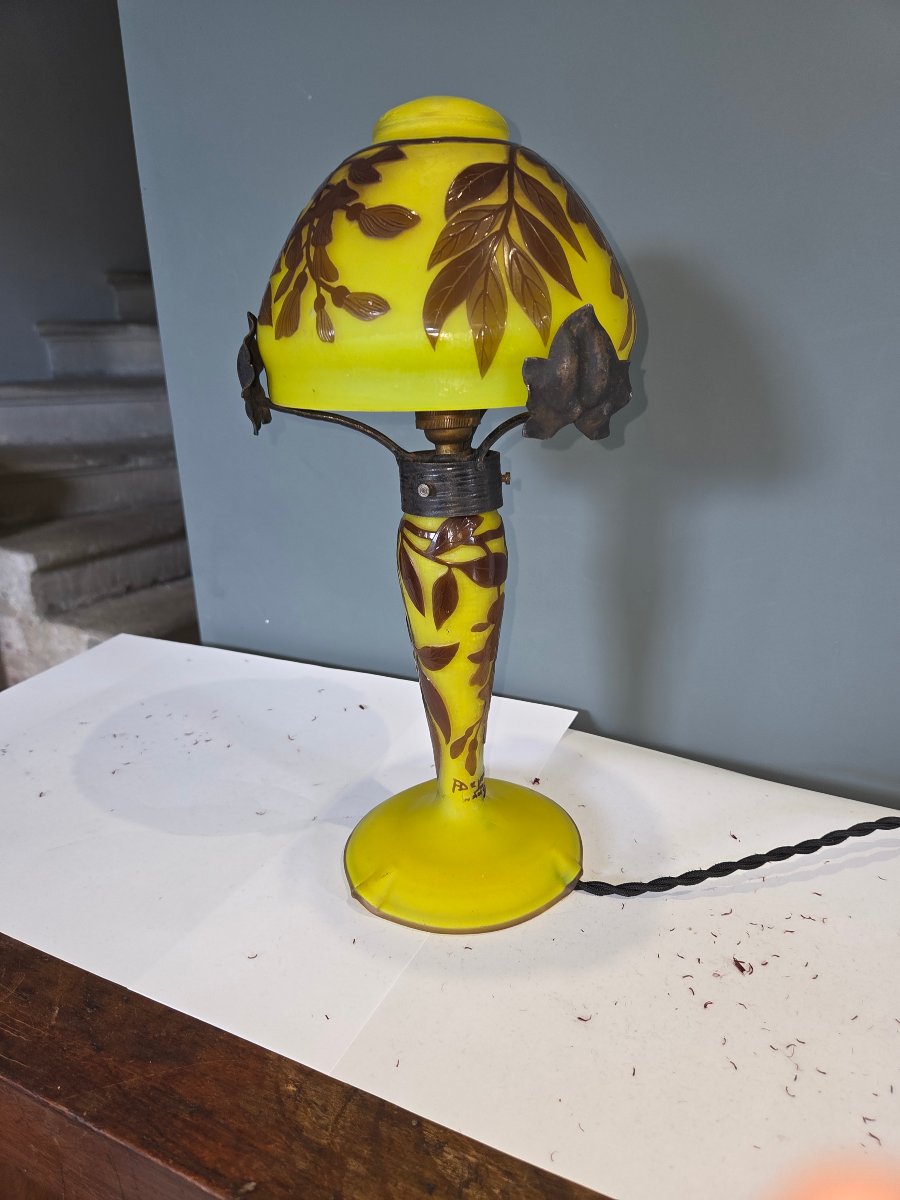 Glass Paste Lamp With A Floral Design, Signed André Delatte Nancy, From The 1930s-photo-2