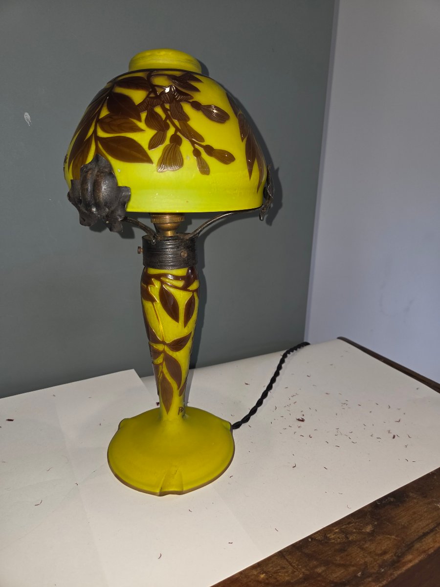 Glass Paste Lamp With A Floral Design, Signed André Delatte Nancy, From The 1930s