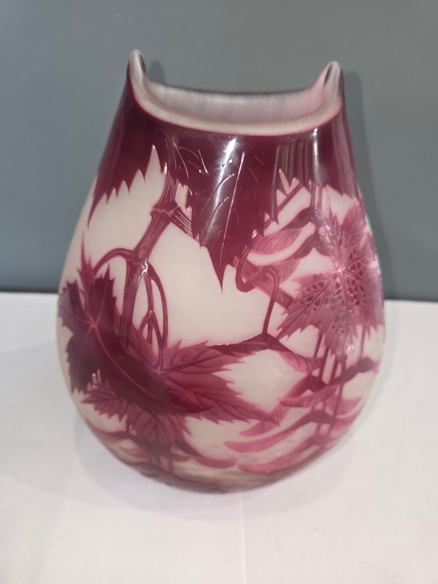 Vase en pate de verre art nouveau a decor de Bignonnes signé A.Delatte debut 1900-photo-4