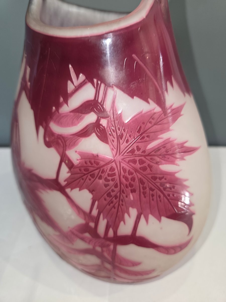 Vase en pate de verre art nouveau a decor de Bignonnes signé A.Delatte debut 1900-photo-1