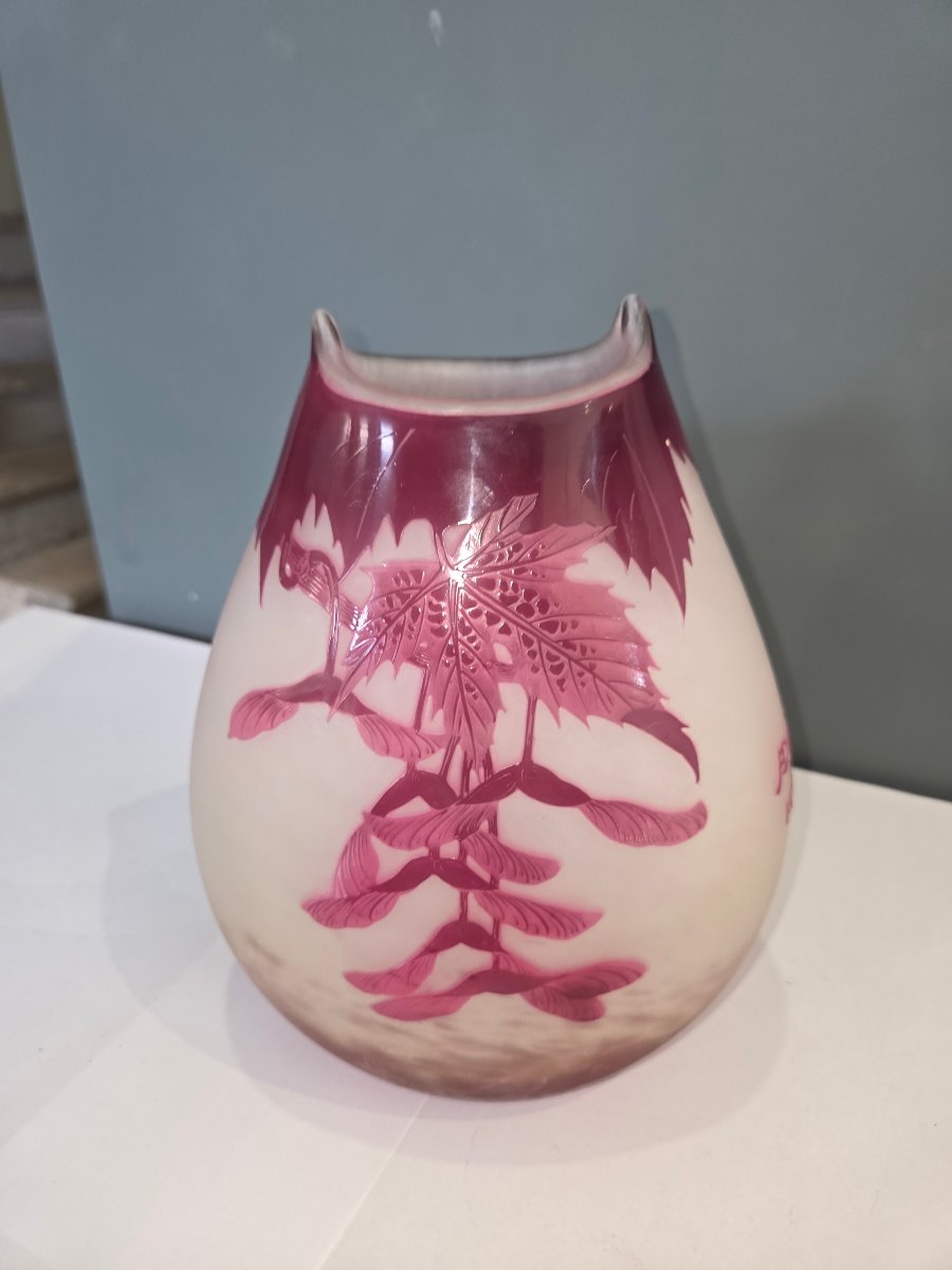 Vase en pate de verre art nouveau a decor de Bignonnes signé A.Delatte debut 1900