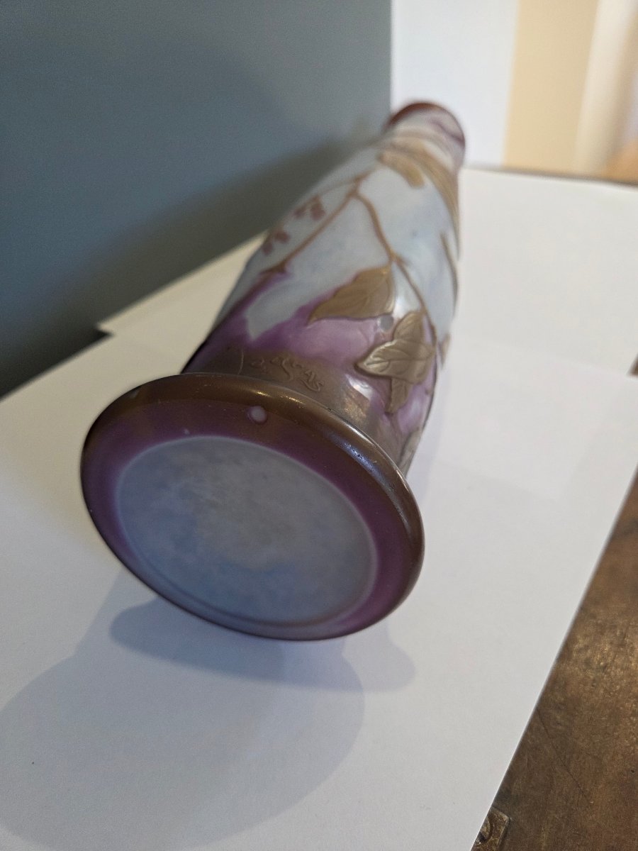 Very Large Legras Glass Paste Vase With A Wisteria Design, Dating From The Early 1920s-photo-3