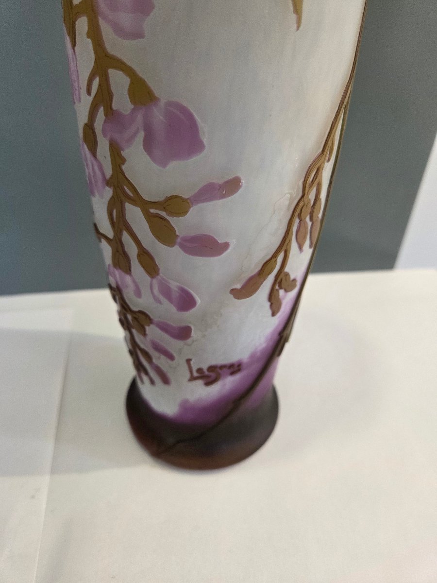 Very Large Legras Glass Paste Vase With A Wisteria Design, Dating From The Early 1920s-photo-4