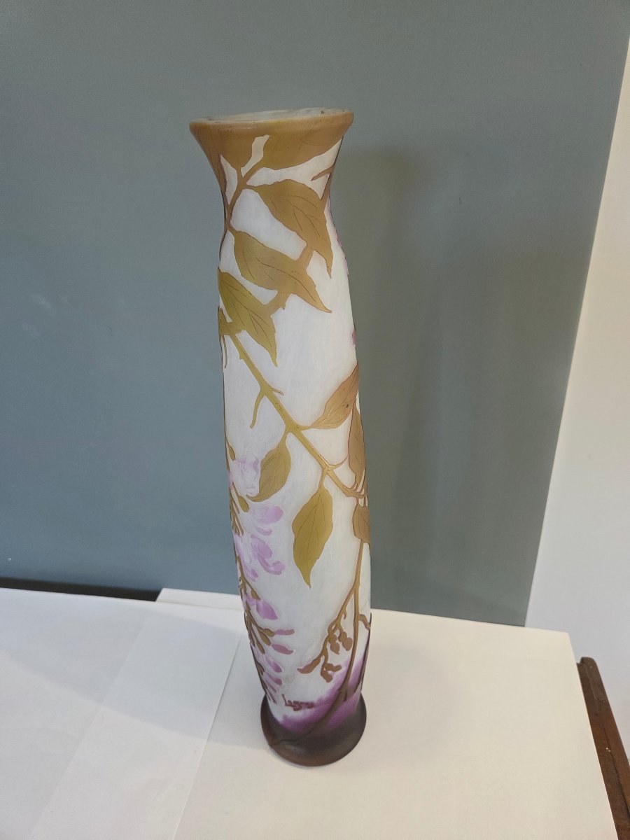 Very Large Legras Glass Paste Vase With A Wisteria Design, Dating From The Early 1920s-photo-3