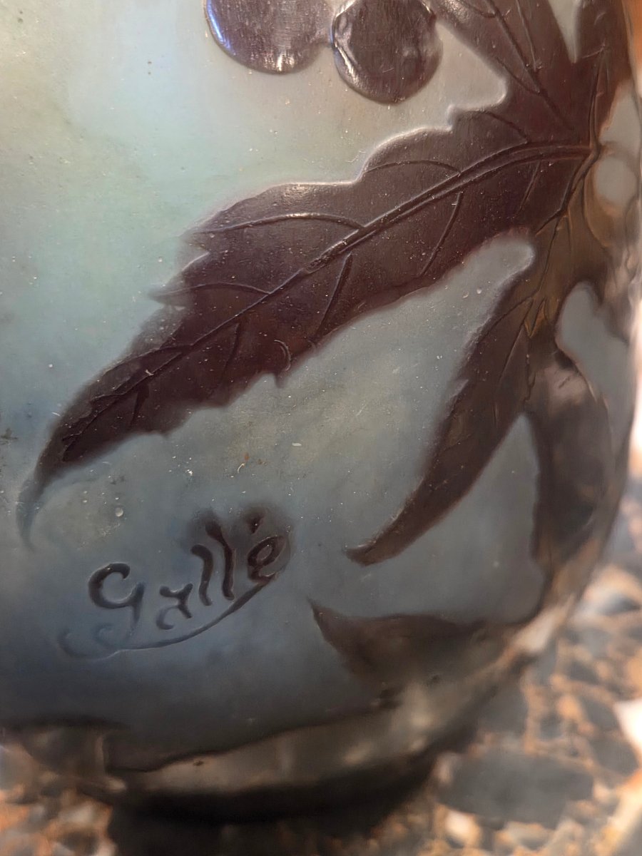 Baluster-shaped Vase By émile Gallé With Wisteria Decoration, Early 1900s-photo-1