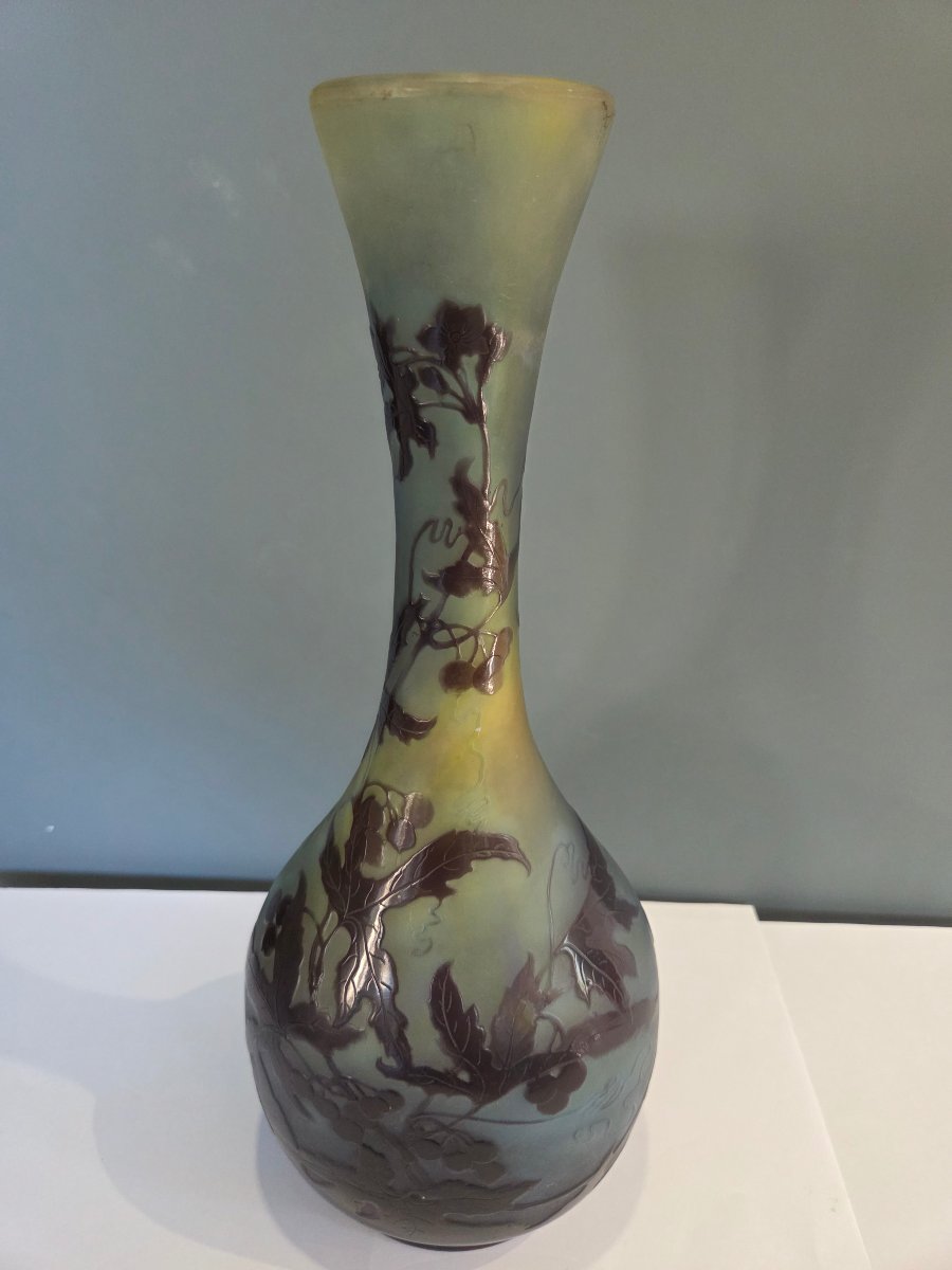 Baluster-shaped Vase By émile Gallé With Wisteria Decoration, Early 1900s-photo-6