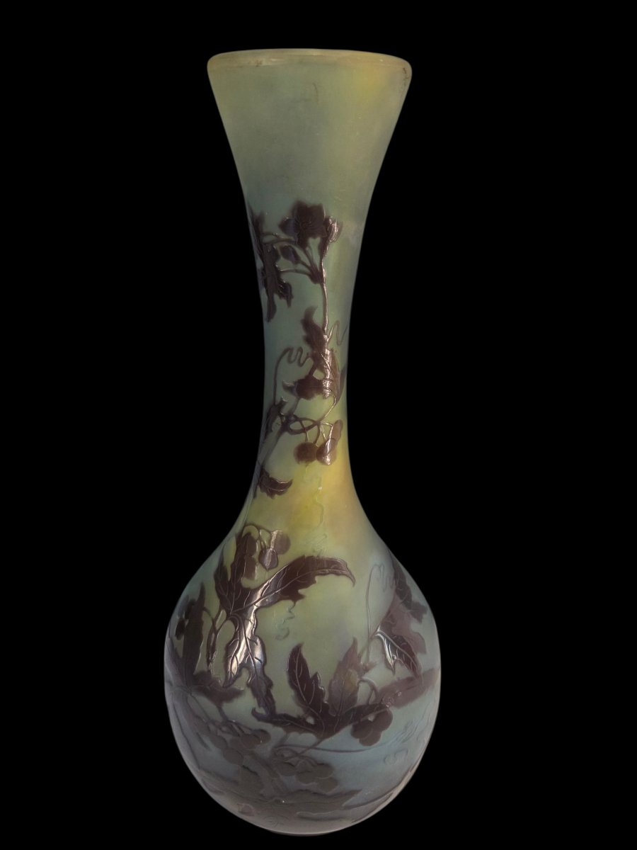 Baluster-shaped Vase By émile Gallé With Wisteria Decoration, Early 1900s