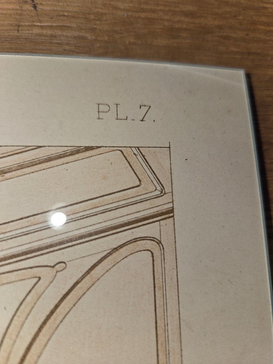 Engraving Based On A Drawing By F. Barabas: Art Nouveau Woodwork In The Dining Room-photo-1