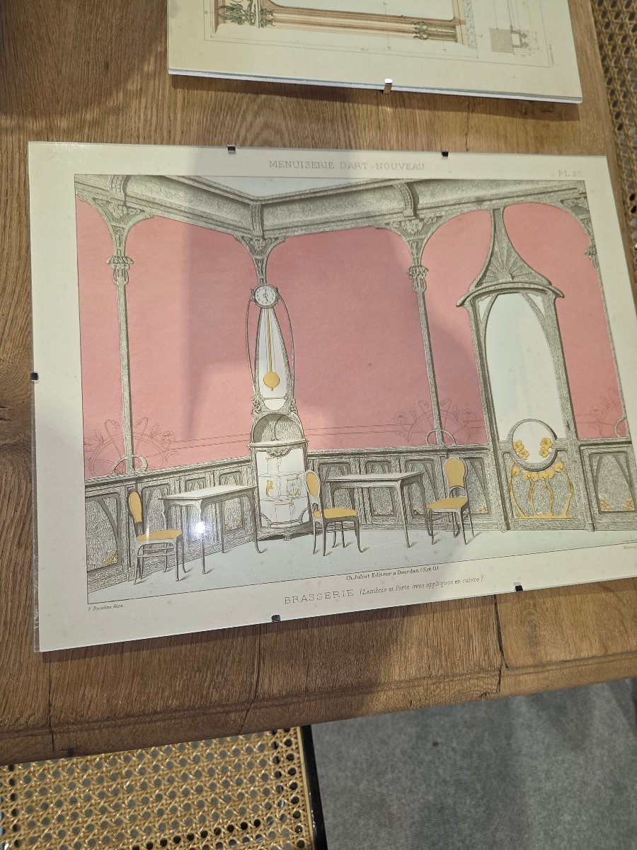 Gravure d'après le dessin de F.Barabas menuiserie art nouveau Brasserie-photo-3