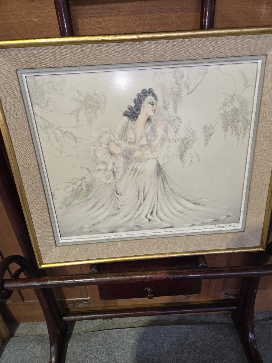 Print By Louis Icart Titled *glycine*, Circa 1940-photo-3