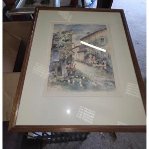 Aquarelle de Ubexy  par Marcel Levieux en 1984