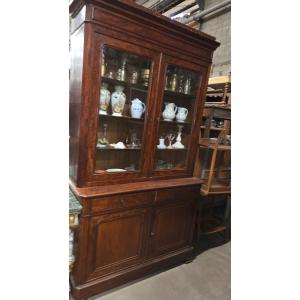 Buffet bibliothèque en acajou d'époque Louis Philippe 