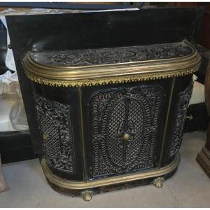 Devant de cheminée en fonte et bronze Napoléon III  avec son poêle incorporé 