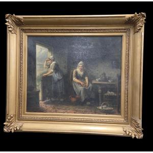 Huile sur toile de Jan Jacobus Matthijs DAMSCHRÖDER est un artiste né aux Pays-Bas 