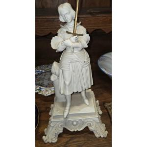 Statue de Jeanne d'arc en biscuit fin 19eme 
