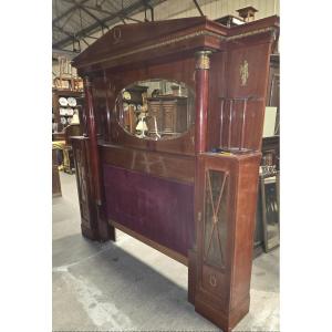 Importante tête de lit empire (vers 1910/1930) en acajou