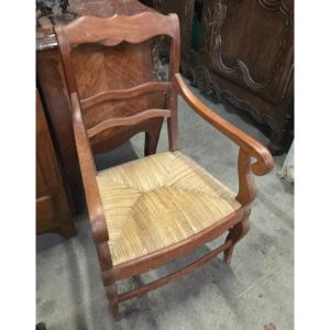 Fauteuil restauration en merisier assise en paille
