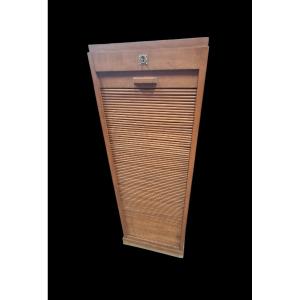 Meuble a classeur a rideau en hetre des années 30/50