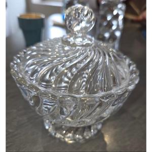 Sucrier en cristal de Baccarat modèle Bambou des années 60