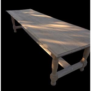 Tres grande table en chêne de la 1ere partie du 20eme siècle  sablée 