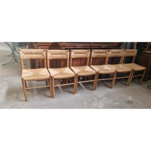 Suite de 6 chaises Dordogne de Charlotte Perriand  acheté en 1968