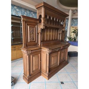 Very Large Renaissance-style Presentation Sideboard In Oak, Early 1900s
