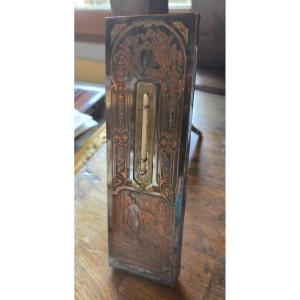 ANCIEN THERMOMÈTRE EN CUIVRE GRAVÉ B.Wichek CR. L'ADIEU Soulacroix FRANCE 19 c.
