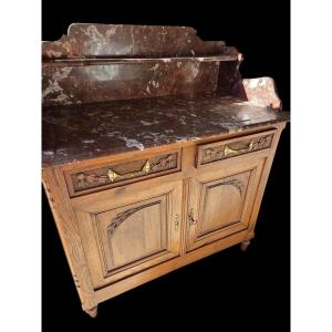Early 20th-century Oak Vanity With Art Nouveau Decoration