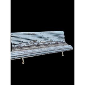 Late 19th-century Garden Bench With Cast-iron And Wood Base