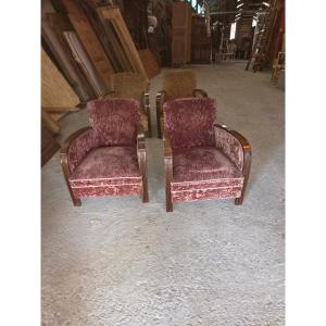 Suite de 4 fauteuils art deco