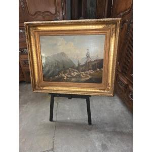 Grande huile sur toile de Josef Theurich peintre autrichien du 19ème datee 1873