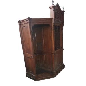 Late 19th-century Gothic Oak Confessional From A Convent In The Vosges