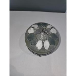 Glass Paste Candy Dish, "pope's Coin" Model, Signed "argy Rousseau"