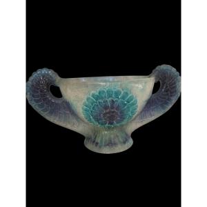 Gabriel Argy Rousseau Glass Paste Vase With A Floral Design, Circa 1927