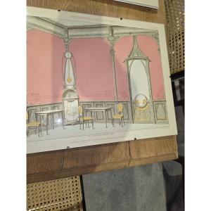 Engraving Based On A Drawing By F. Barabas: Art Nouveau Carpentry, Brasserie