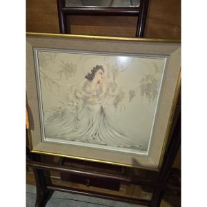 Print By Louis Icart Titled *glycine*, Circa 1940