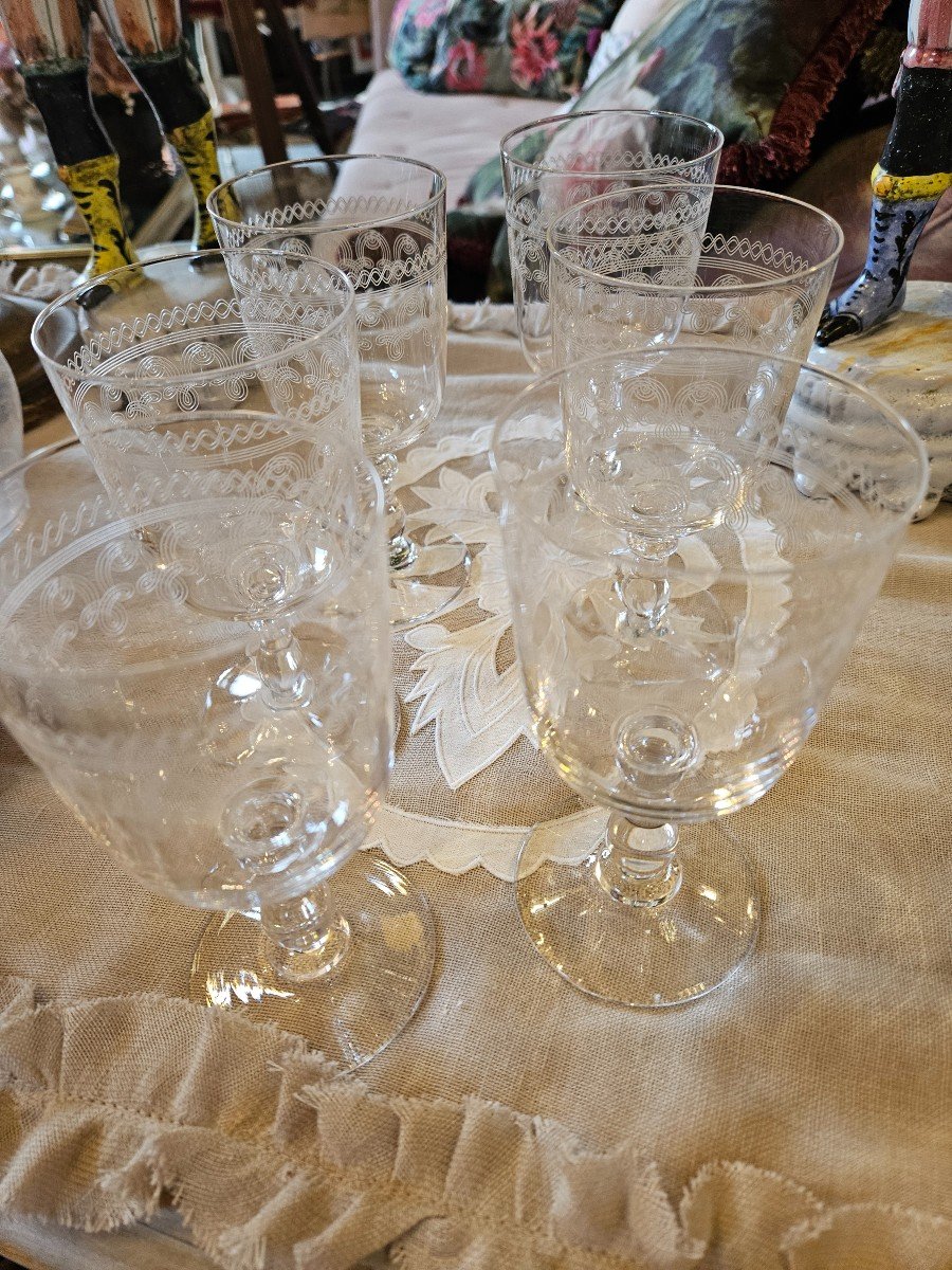 Set Of 6 Baccarat Glasses 19th Century -photo-2