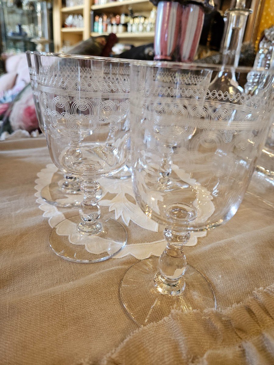 Set Of 6 Baccarat Glasses 19th Century -photo-5