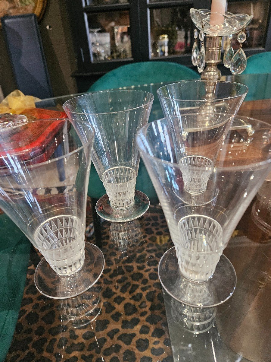 4 Art Deco Glasses Laique France-photo-4