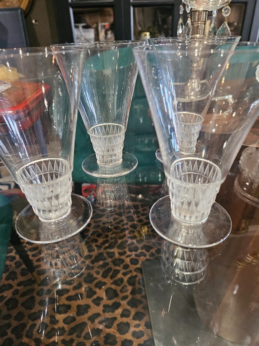 4 Art Deco Glasses Laique France-photo-5