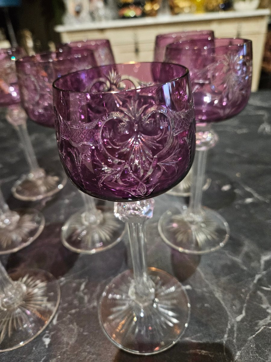 8 Verres de  couleur  Baccarat -photo-4