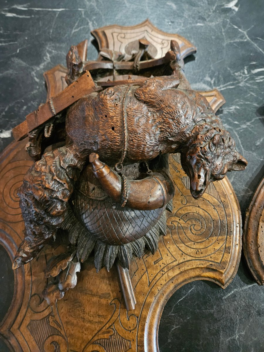 Pair Of Black Forest Hunting Trophies -photo-2