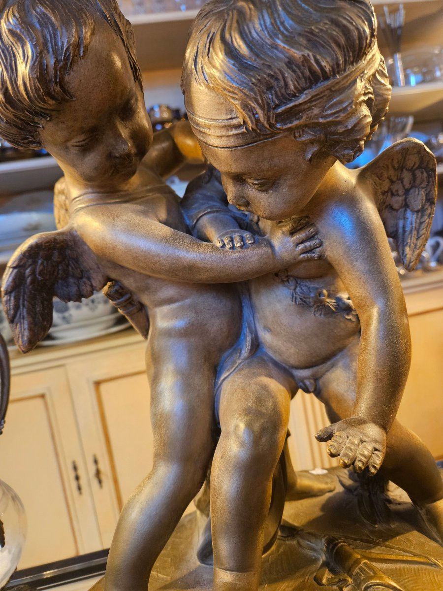 Statue  chérubins en terre cuite  Falconet-photo-3