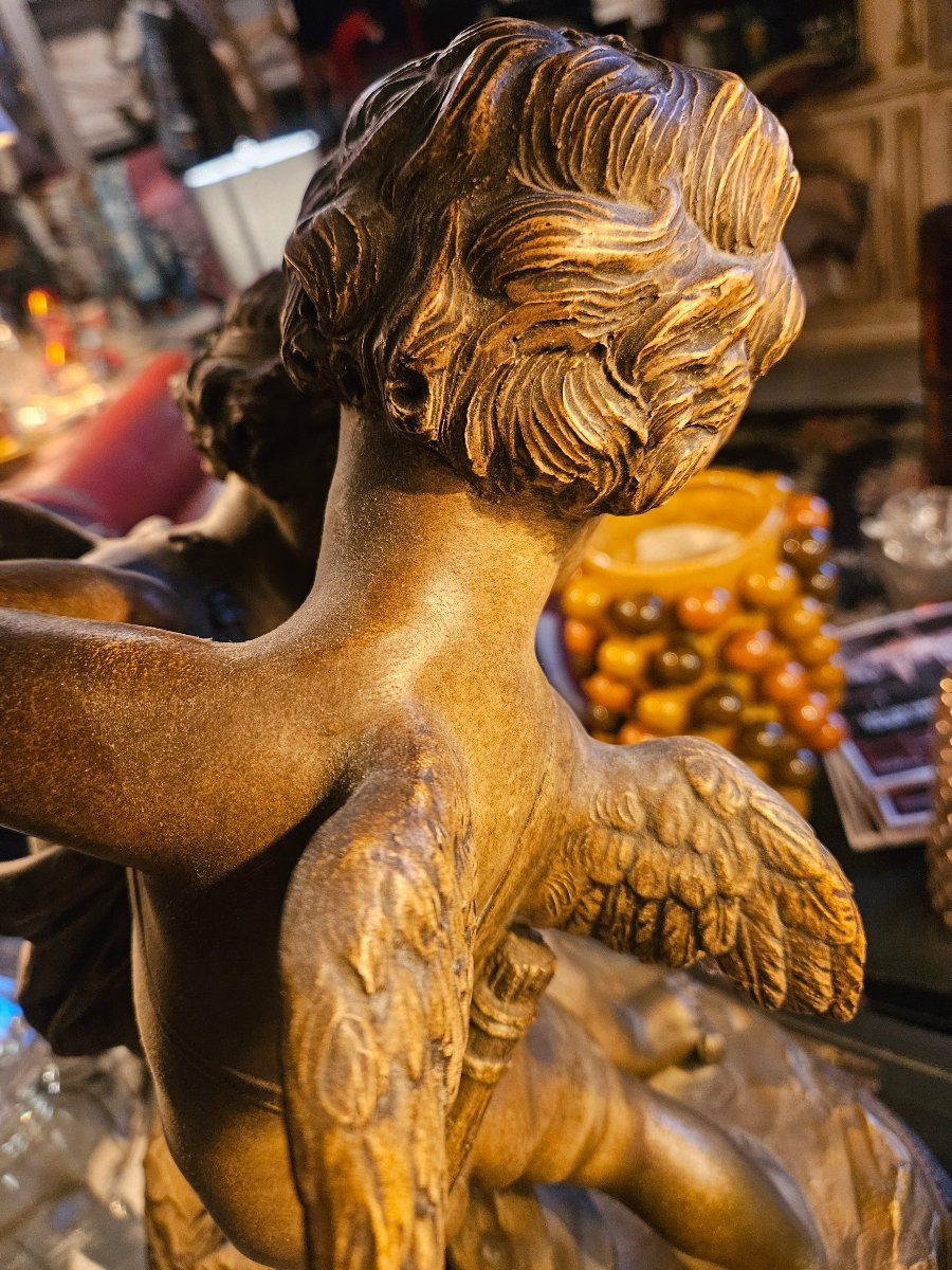 Statue  chérubins en terre cuite  Falconet-photo-2