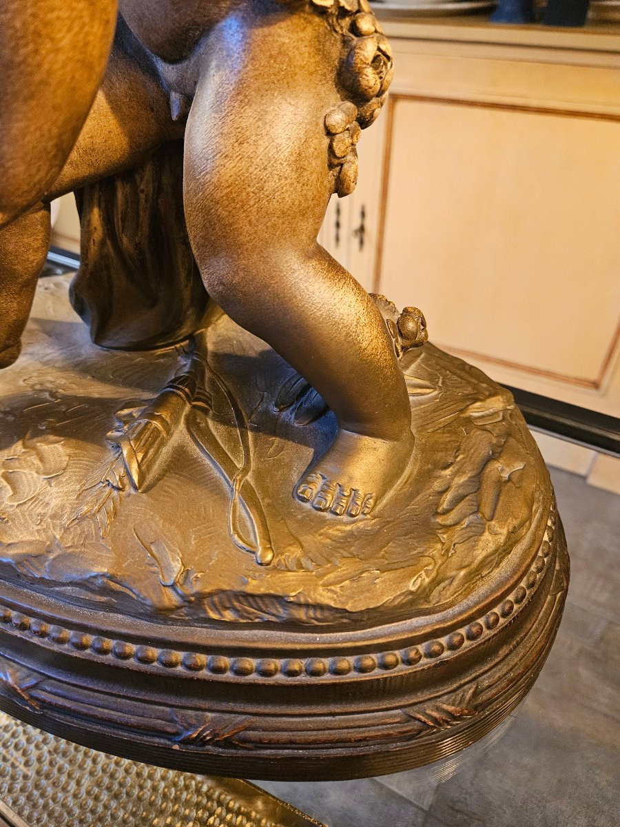 Statue  chérubins en terre cuite  Falconet-photo-7